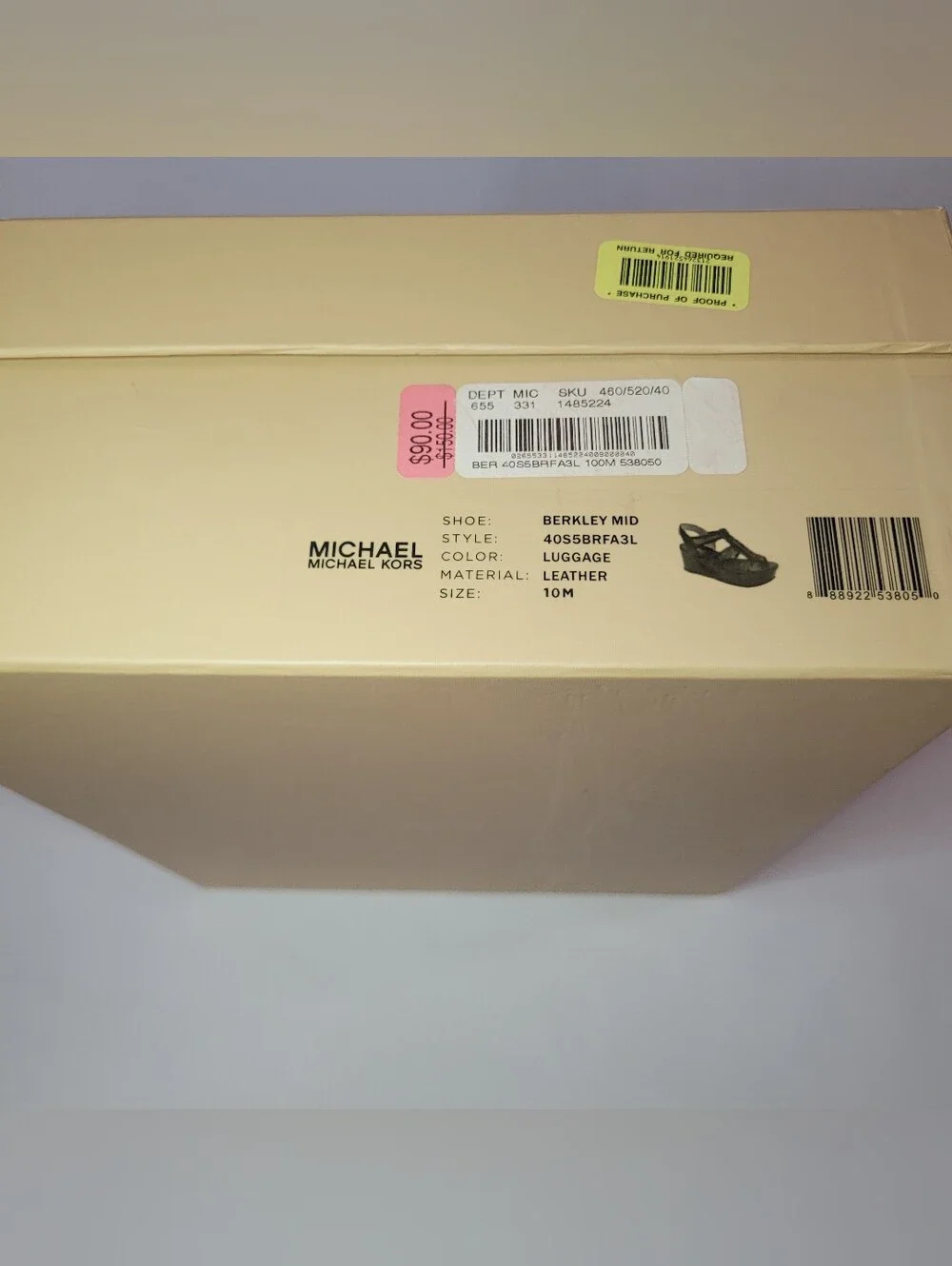 Michael Kors - Tan Leather Zip-Front Platform Wedge Sandals -  Size 10M